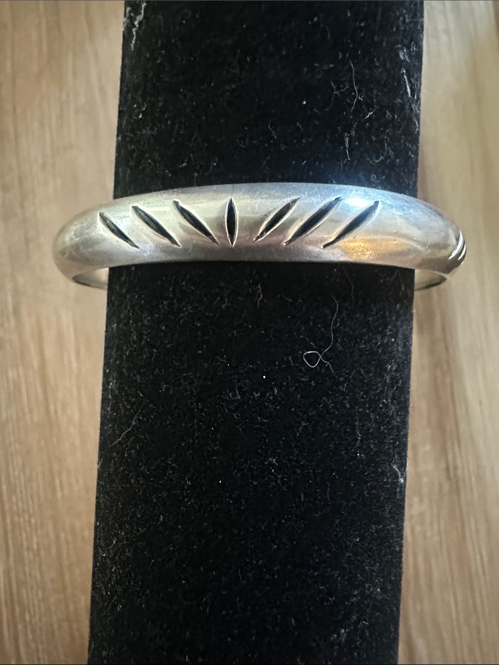 Vintage Silver Etched Bangle Bracelet